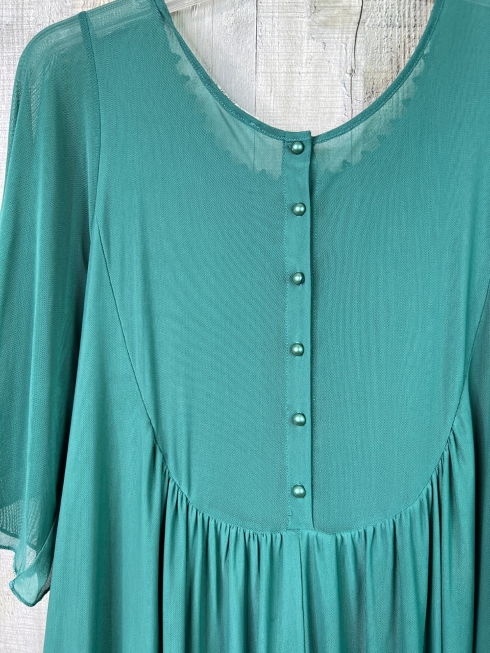 Indigo Thread Co. 1X Mesh Lace Short Sheer Sleeves Boho Babydoll Dress/Tunic Top - Picture 4 of 6